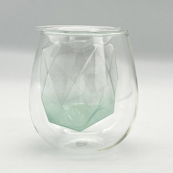フラワーベース 花瓶  ガラス クォーツクリスタル ショート（エメラルドグリーン）