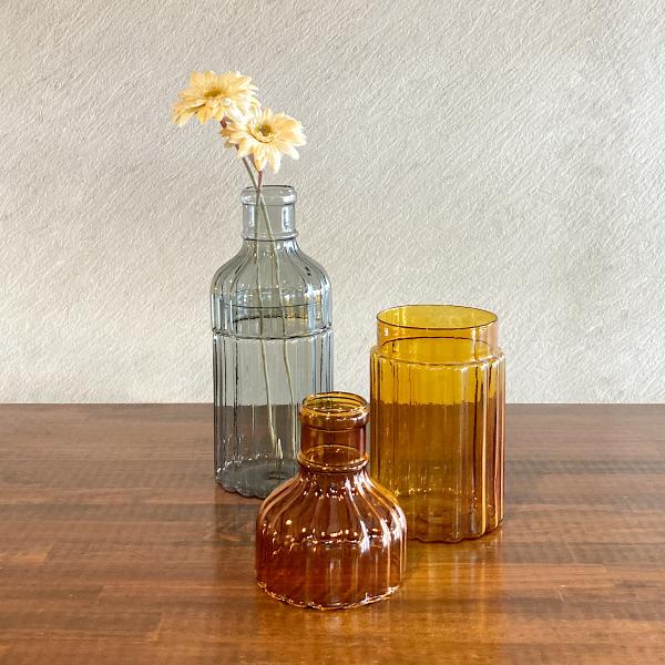 フラワーベース 花瓶  ガラス ウェーブボトル 2way