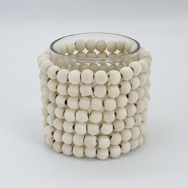 キャンドルホルダー ウッドビーズ グラスベース