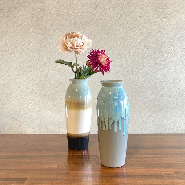 花瓶 陶器 和風 セラミック フラワーベース アースペイント L