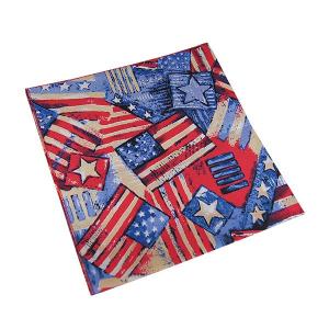 バンダナ 55 55cm ハンカチ ヘアアクセ お弁当包み 大判 星条旗柄 赤 青 アンティーク調