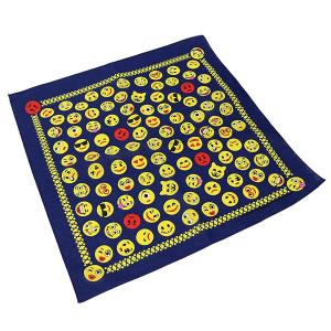 バンダナ 55 55cm Emoji ハンカチ スカーフ 絵文字 スマイル 青