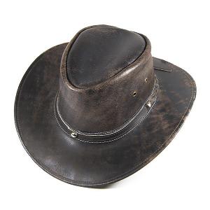 ウエスタンハット レザー 本革 ワイヤー入り メンズ