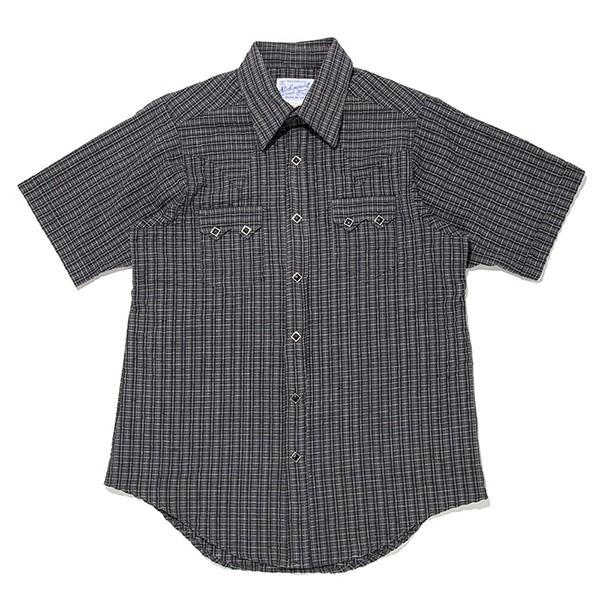チェック柄 半袖ウエスタンシャツ (FITTED BODY) SP1634 BL S-L
