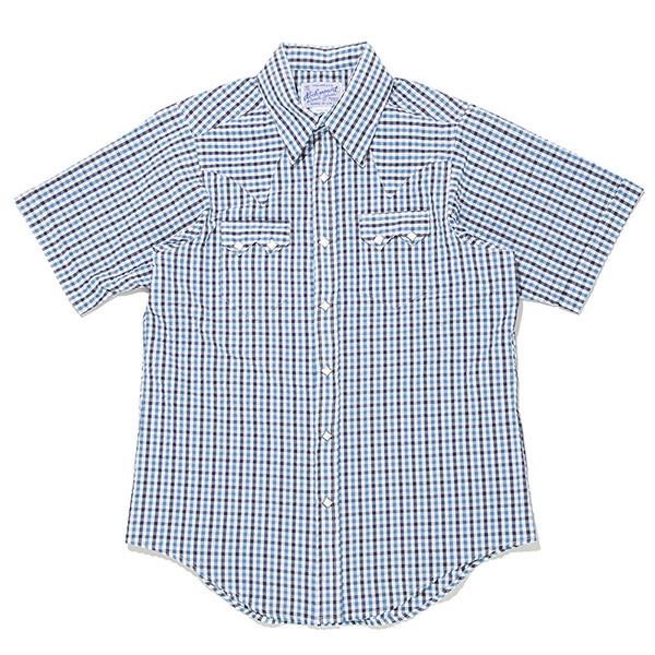 チェック柄 半袖ウエスタンシャツ (FITTED BODY) SP1604 BLUE S-L