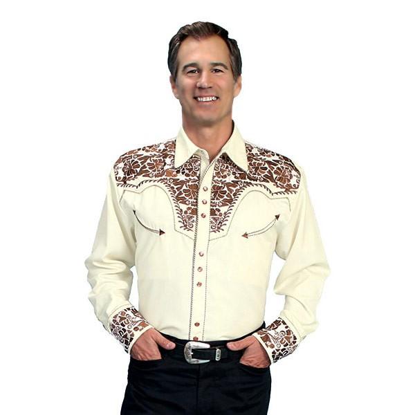 ウエスタンシャツ フローラル刺繍 ステージ衣装 ロカビリー カントリー フラワー 花 バラ 薔薇 大...