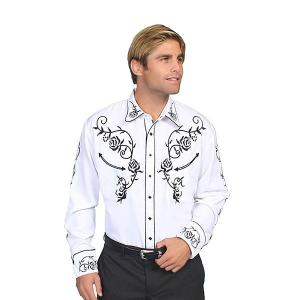 ウエスタンシャツ 長袖シャツ 刺繍 衣装 大きめ 白