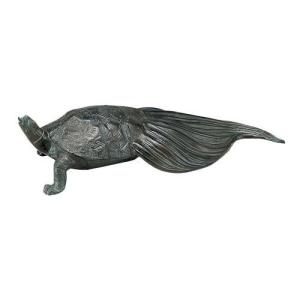 超特価人気sale開催 高岡銅器銅製庭置物般若純一郎作亀噴水小58 01 爆安納得できる割引