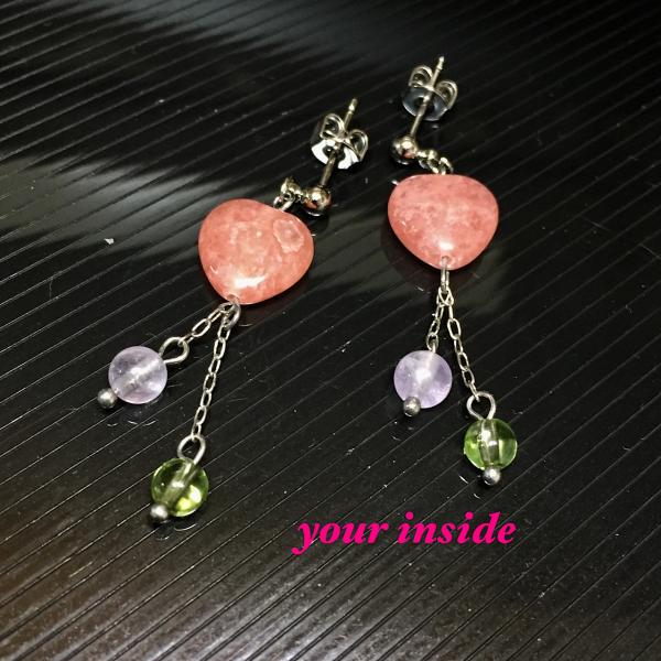 インカローズ ハート ピアス