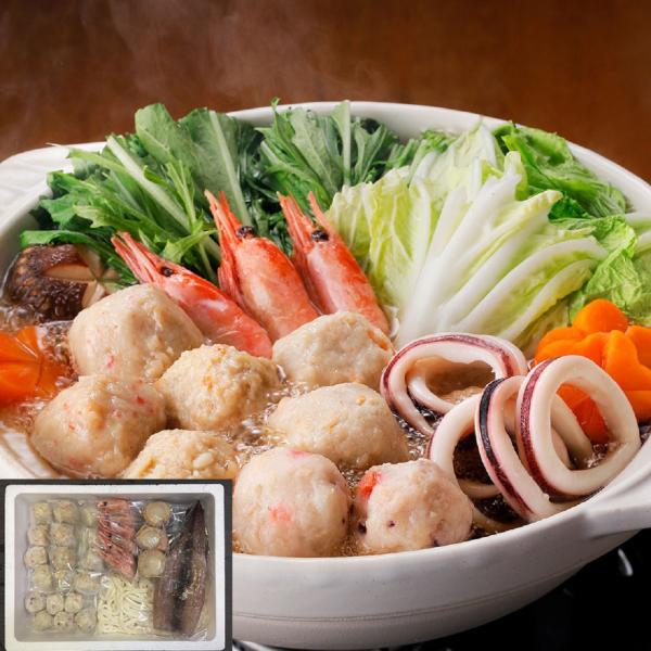 北海道 海鮮つみれ鍋 Bセット(かに入×4、えび入×4、とりごぼう×4、たこ入×6、海老×6、帆立×...