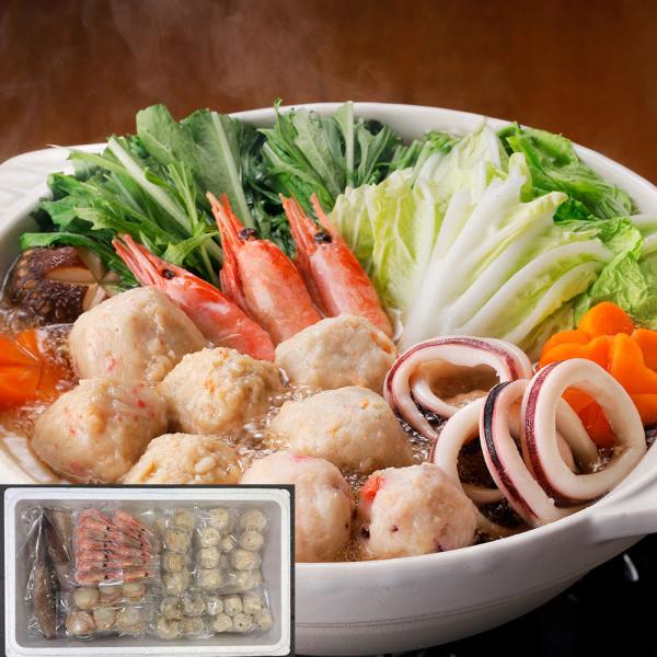 北海道海鮮つみれ鍋 Gセット(かに入、えび入、とりごぼう、たこ入、海老　各12：帆立6、いか3、つぶ...