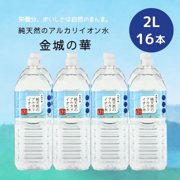 天然水 シリカ 純天然のアルカリイオン水 金城の華  2L×8本×2ケース[16本] 送料無料 非加...