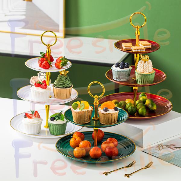 ケーキスタンド 3段 アフタヌーンティー デザートプレート パーティー フィッティング お皿 おしゃ...