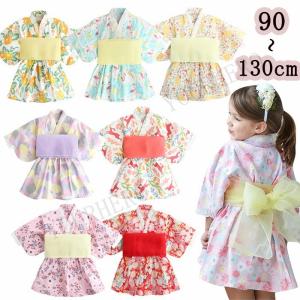 浴衣 子供 女の子 ワンピース 帯 女の子 かわいい レトロ キッズ 浴衣 子ども 浴衣ドレス 兵児帯付 甚平ベビー服 長袖 チュニック子供 花柄 Hk06 Yourhero 通販 Yahoo ショッピング