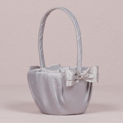 フラワーガール バスケット フラワーガール かご プラチナカラー