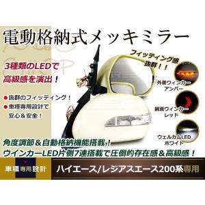 電動格納式 LEDウインカードアミラー ハイエース200系 格納ミラー