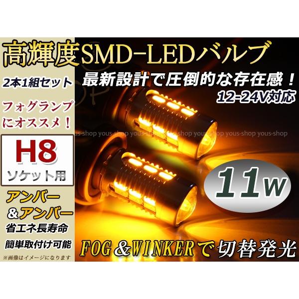 デリカD3 BM20 11W デイライト アンバー アンバー LEDバルブ H8 プロジェクター フ...