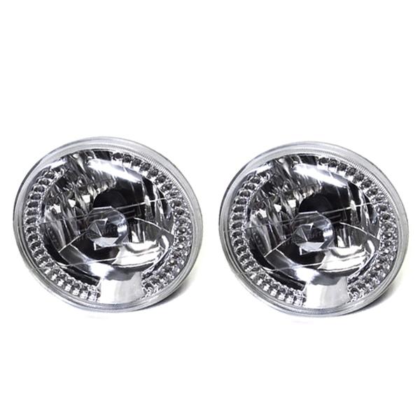 ガラスレンズ製 丸形 LED内臓 2灯式 7インチ クリスタル ヘッドライト マツダ RX-7 RX...