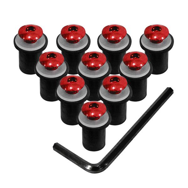 スクリーンボルト 5mm レッド 赤 ZX-9R ZXR750 ZZ-R1100 GPZ1000RX...