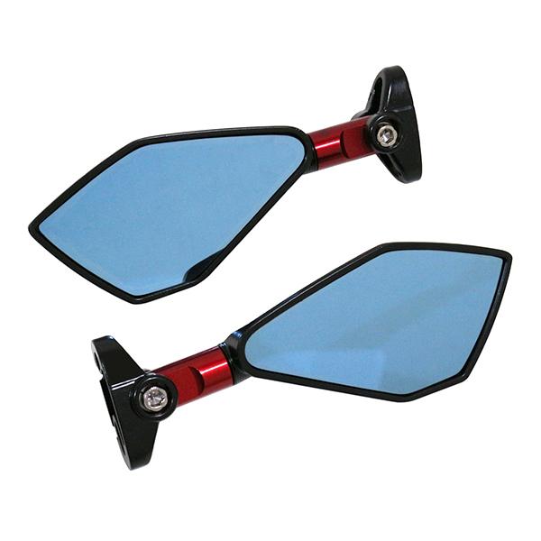 バイク カウルミラー バックミラー レッド スクエア 左右セット ショート CBR250R 600R...
