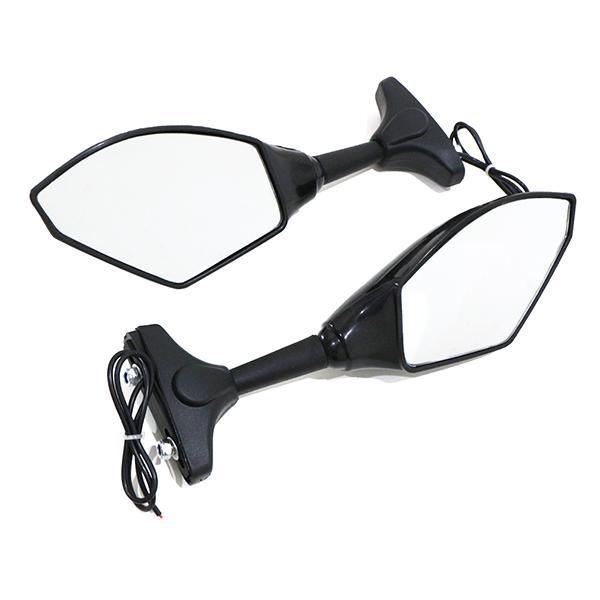 LED ウインカーミラー バイクミラー ブラック ポリゴンタイプ 左右セット バイク LED内蔵 C...