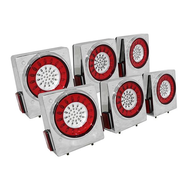 LED トラックテールランプ メッキ 24V 花柄 開花型 丸型 ロケットテール 赤 白 レッド ク...