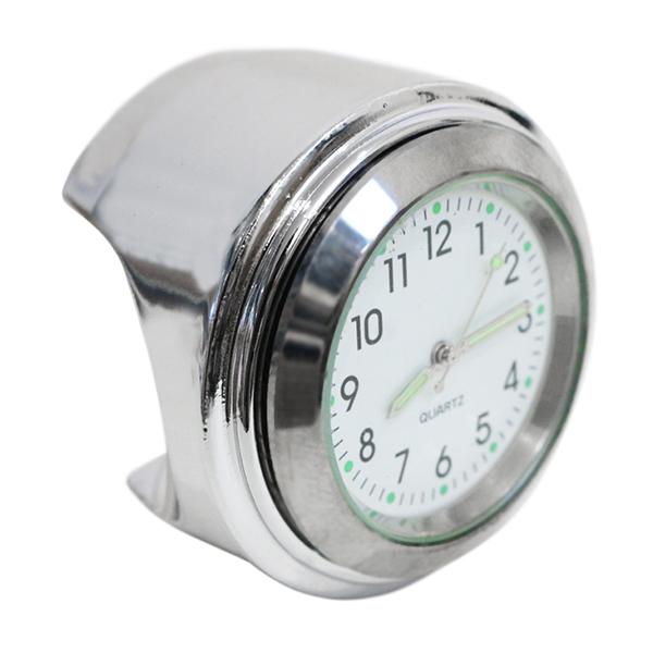 バイク 時計 アナログ ハンドル 取付 22.2mm - 25.4mm ハンドルクランプ 防水 夜光...