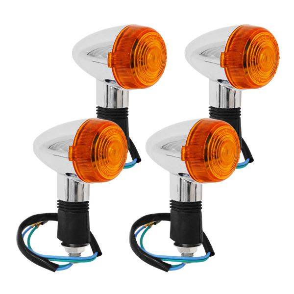 シルバーメッキ 砲弾型 ブレットウインカー 12V 4個セット 汎用 250TR ゼファーχ Z40...