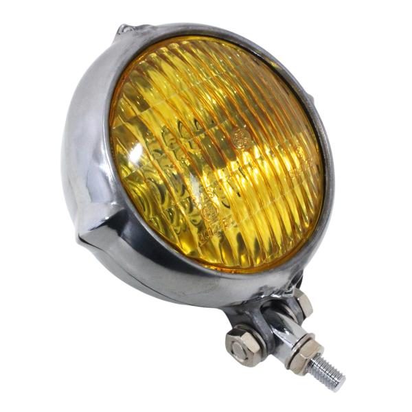 ハーレー スポーツスター レトロ ヘッドライト 12V 35W 3.5インチ メッキ 銀 チョッパー...