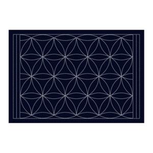 Olympus オリムパス 刺し子布パック 刺し子のランチョンマット 花車 L-2004 藍  糸別売