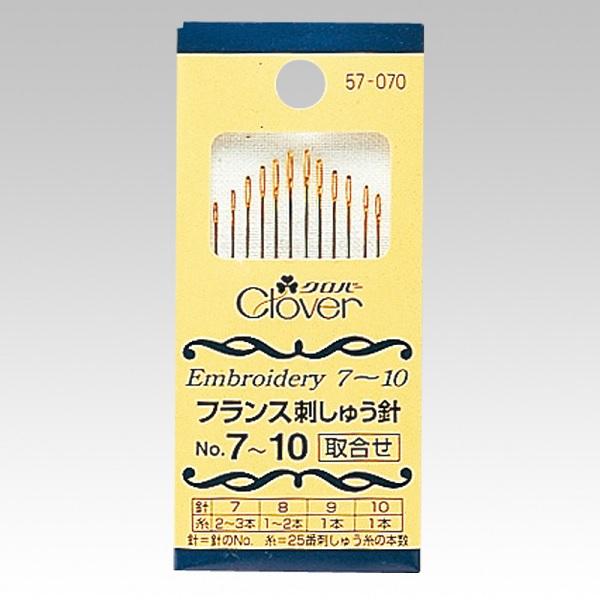 Clover クロバー フランス刺しゅう針 取合せ No.7~10 12本入り 57-070