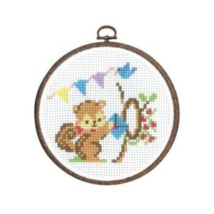 Olympus オリムパス ししゅうキット 森のかわいいなかまたち リスからの招待状 フープ付き ク...