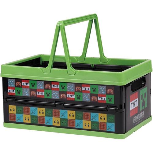 マインクラフト Minecraft ハンドル付き 折りたたみバスケット 収納ケース おもちゃ箱 BW...