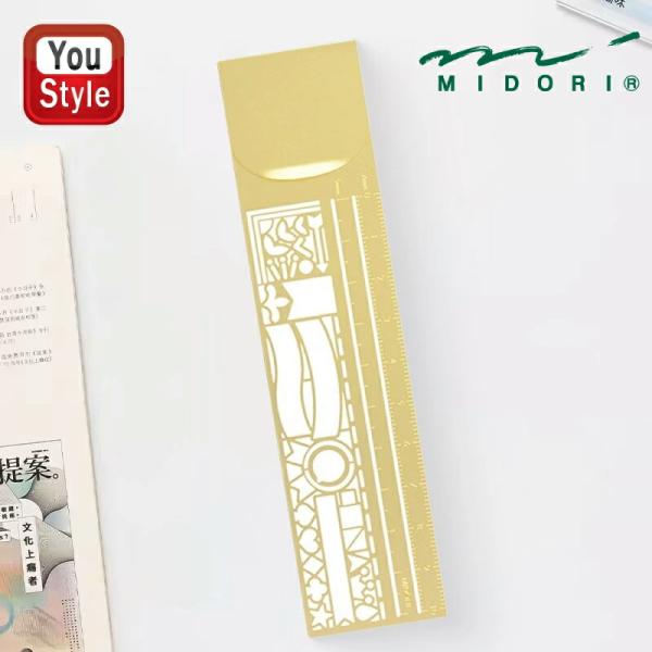 ミドリ MIDORI 定規 クリップルーラー 飾り罫柄 42282006 手帳やノートにクリップでき...