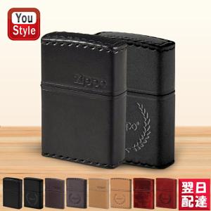 ジッポーZIPPO オイルライター オリジナル 革巻き レザー 本牛革 横ロゴ/月桂樹 全8種｜youstyle-pen