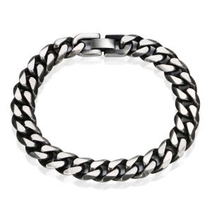 ZIYMU ジーム ブレスレット 喜平チェーン 6面 シングル 中折れ式バックル ステンレス 標準size メンズ 黒鉄色 21cm zm-b-017mの商品画像