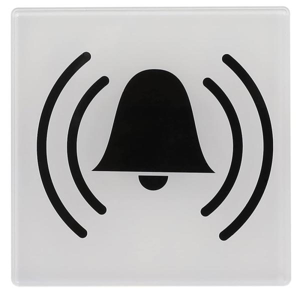 チャイム ベル プレート ピクトグラム 裏面シール アクリル製 (80mm×80mm, シルバー)