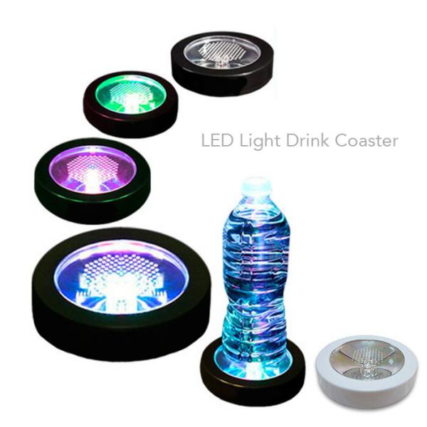 乾電池式 ハーバリウム用 ライト 光るコースター LED台座 丸型 発光 クラブ バー イベント パ...