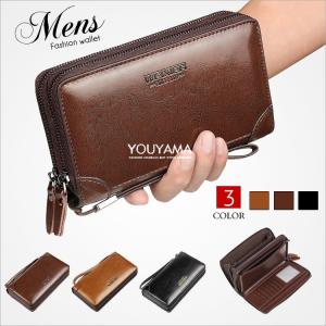 長財布 メンズ サイフ 二つ折り 大容量 多機能 ラウンドファスナー