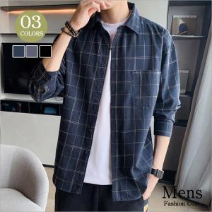 チェックシャツ ブラウス メンズトップス 長袖 カジュアルシャツ