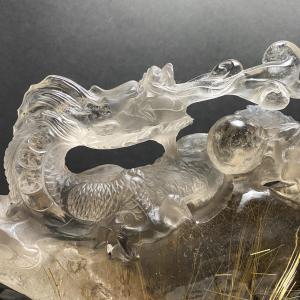 金針ルチル 双龍 彫刻 CHO053の詳細画像3