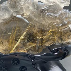 金針ルチル 双龍 彫刻 CHO053の詳細画像5