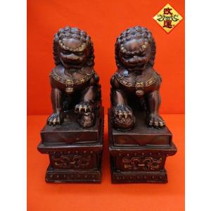 獅子の置物 一対 銅製