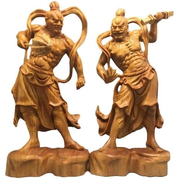 仏像 置物 金剛力士像 阿吽像 仁王像 金剛力士 2種セット 木彫り 仏壇仏像 祈る 厄除け 総高2...