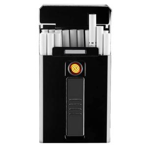 シガレットケース おしゃれ タバコケース 電子ライター付き たばこ ケース メタルシガレットケース ポータブルプラズマタングステンライター防水ホルダー USB充｜yoyoストア