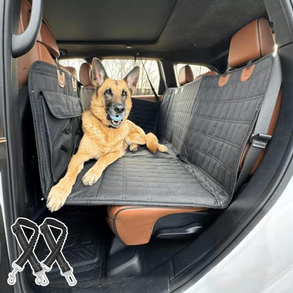 犬のための後部座席エクステンダー、防水ハードボトム犬のカーシートカバー、犬のハンモックシートバックシ...