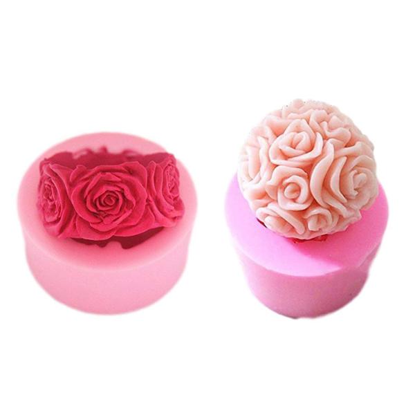 立体 薔薇 2枚セット シリコンモールド 手作り 石鹸 キャンドル 粘土 バスボム レジン シリコン...