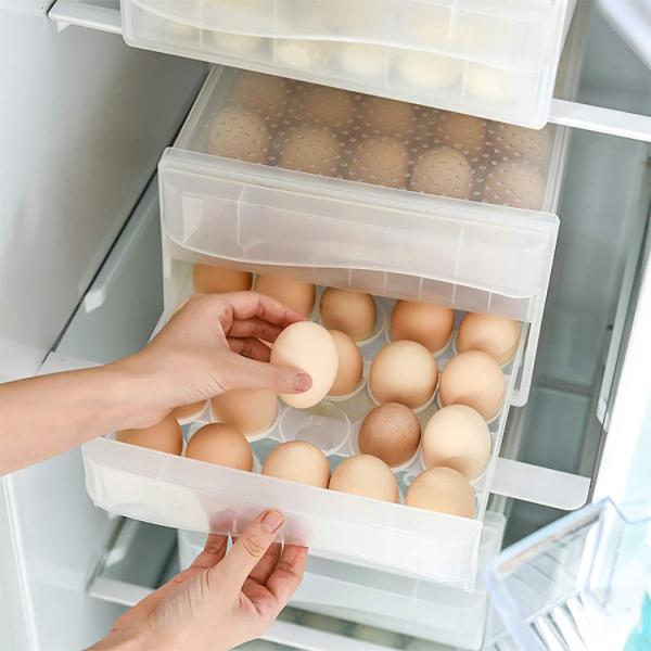 60個用 卵ケース 卵入れ 冷蔵庫用 たまご収納 クリアケース 家庭用卵収納ボックス二層式プラスチッ...