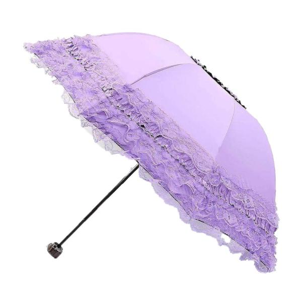 折りたたみ傘 日傘 UVカット 遮光 遮熱 晴雨兼用 フリル レース 御姫さまっぽい 可愛い 8本骨...