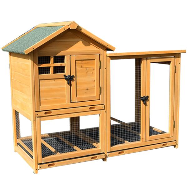屋外木製鶏小屋耐候性大型 鶏かご 6羽の鶏用の大きな鶏小屋防雨 組み立て簡単複数のドア付き トレー付...